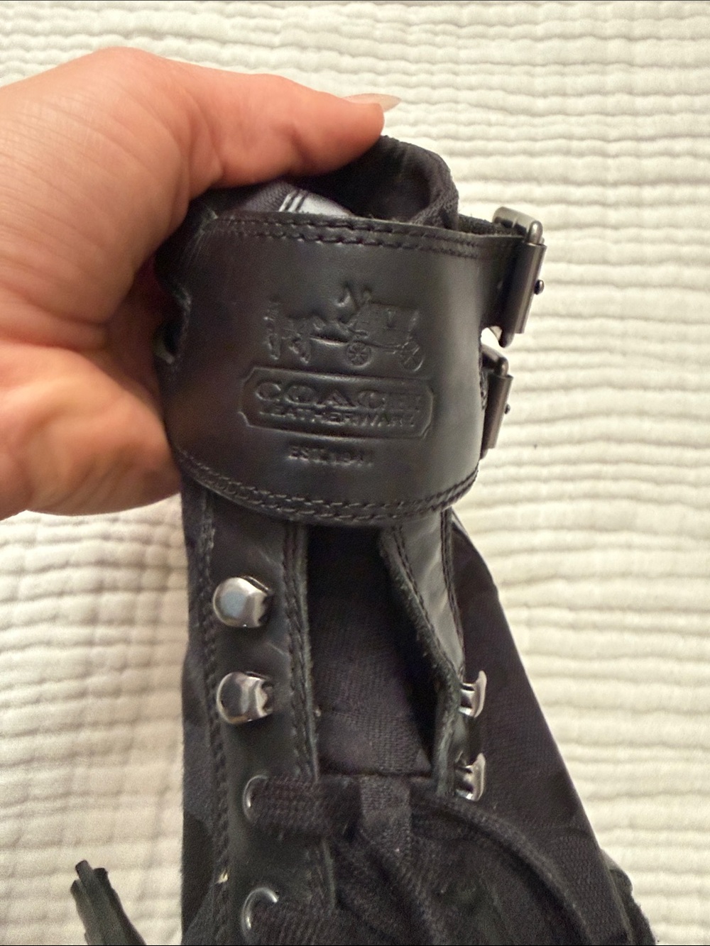 Coach Black High-Top Sneakers with Tassel and Buckle - Picture 2 of 8